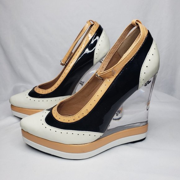 Jeffrey Campbell Shoes - *Rare* Jeffrey Campbell Sz 8M Wingtip Platform Clear Heel Wedges